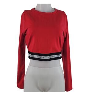 Victoria Secret Sport Althletic Hiking Casual Red Crop Long Sleeve Top L